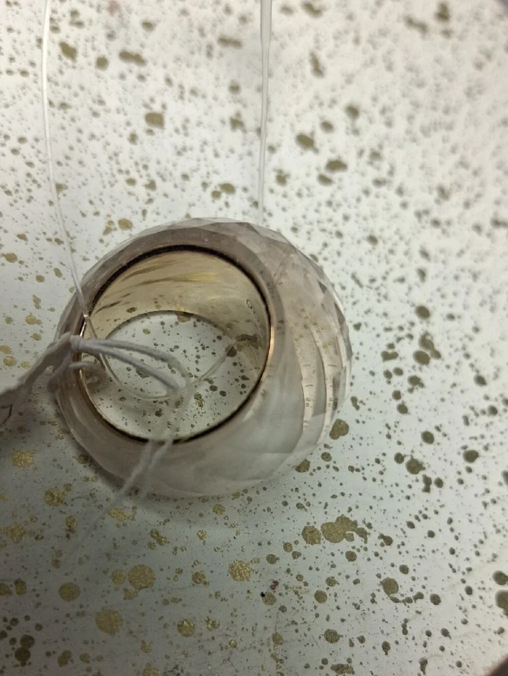 Coach Beige Faceted Resin Ring with Gold Interior